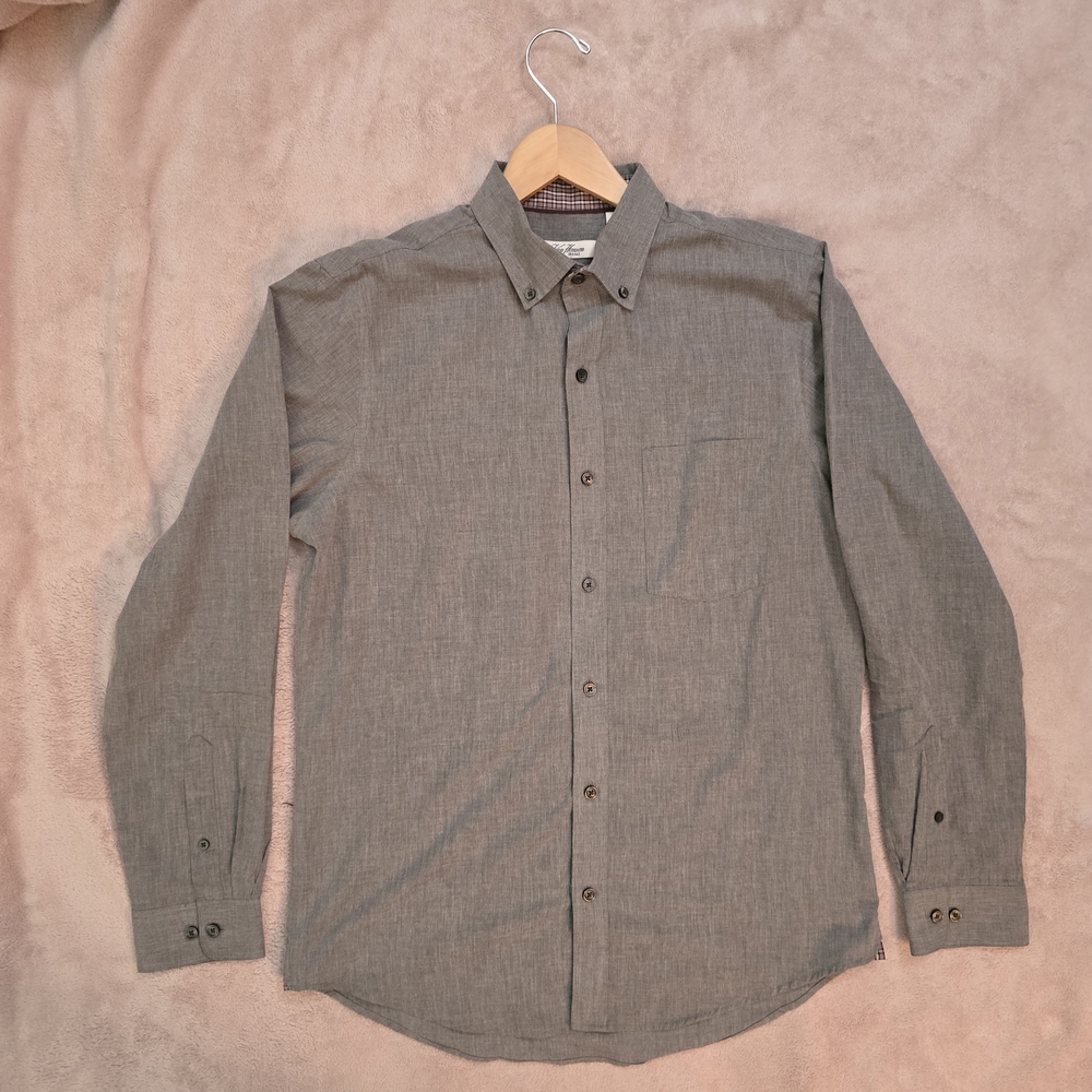 Van Heusen Gray Casual Button Down  Long Sleeve Shirt - Slim Fit